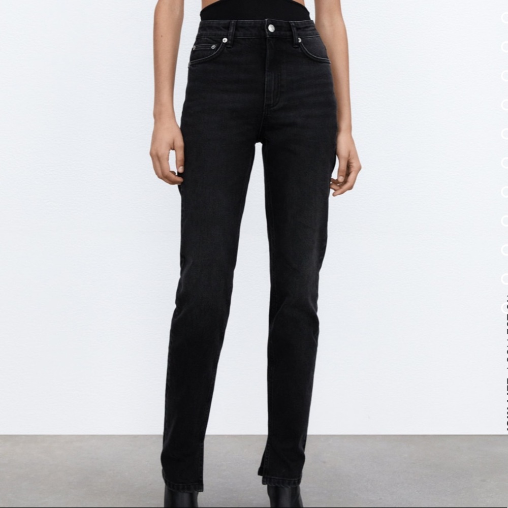 Zara black split slim jeans